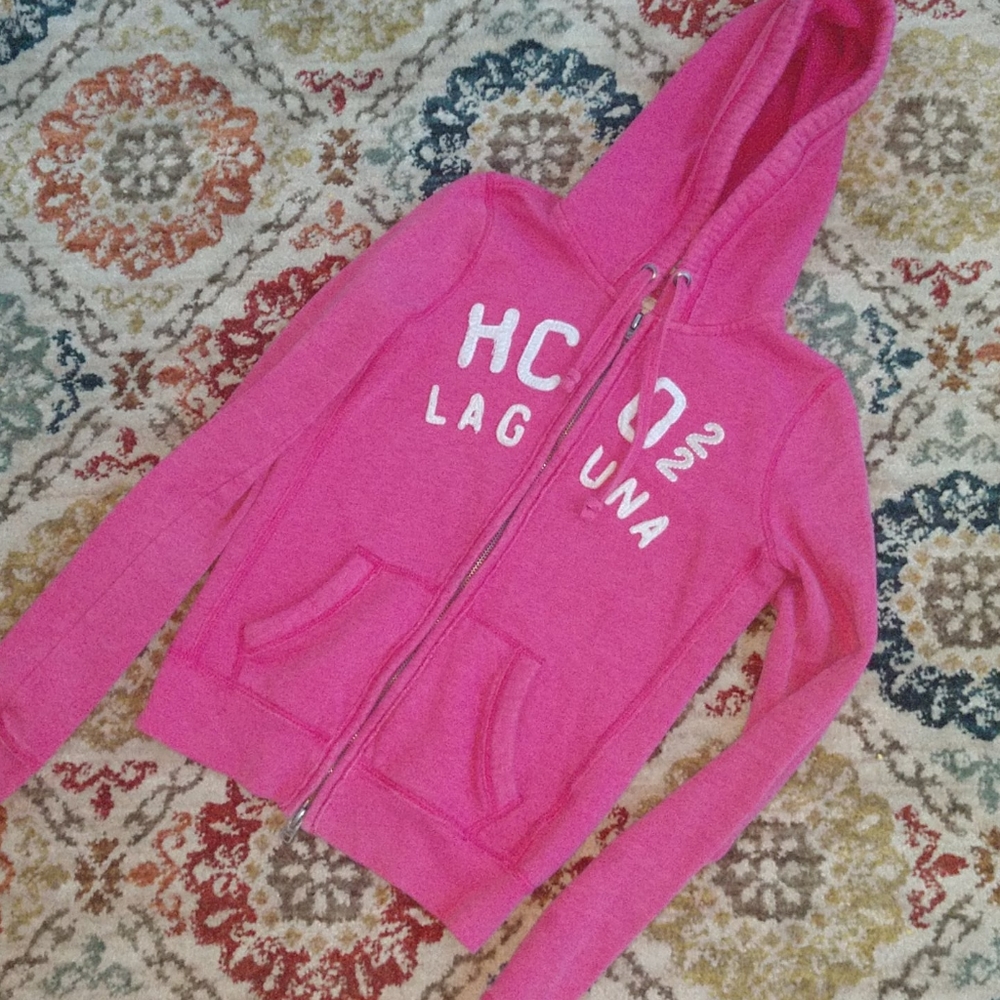 Pink Hollister XS Hoodie Drawstring Laguna